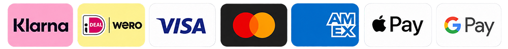 Klarna, iDEAL, Visa, Mastercard, American Express, Apple Pay en Google Pay